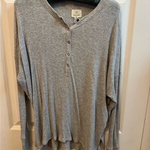 Gray Long Sleeve Henley Top